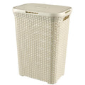Curver style laundry box with lid rattan style 60 liters ivory 45x34x62 cm-0