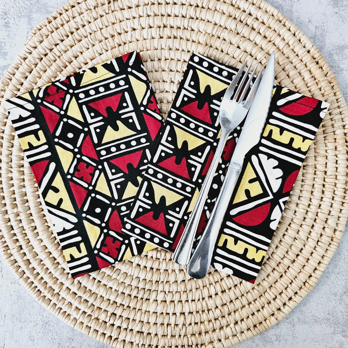 Set of 4 | 8 Napkins | 40x40cm | African Print, Ankara Wax, 100% Cotton-1