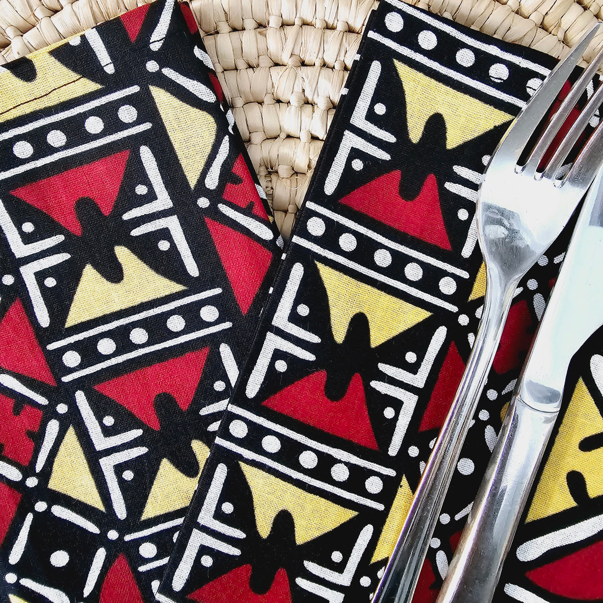 Set of 4 | 8 Napkins | 40x40cm | African Print, Ankara Wax, 100% Cotton-2