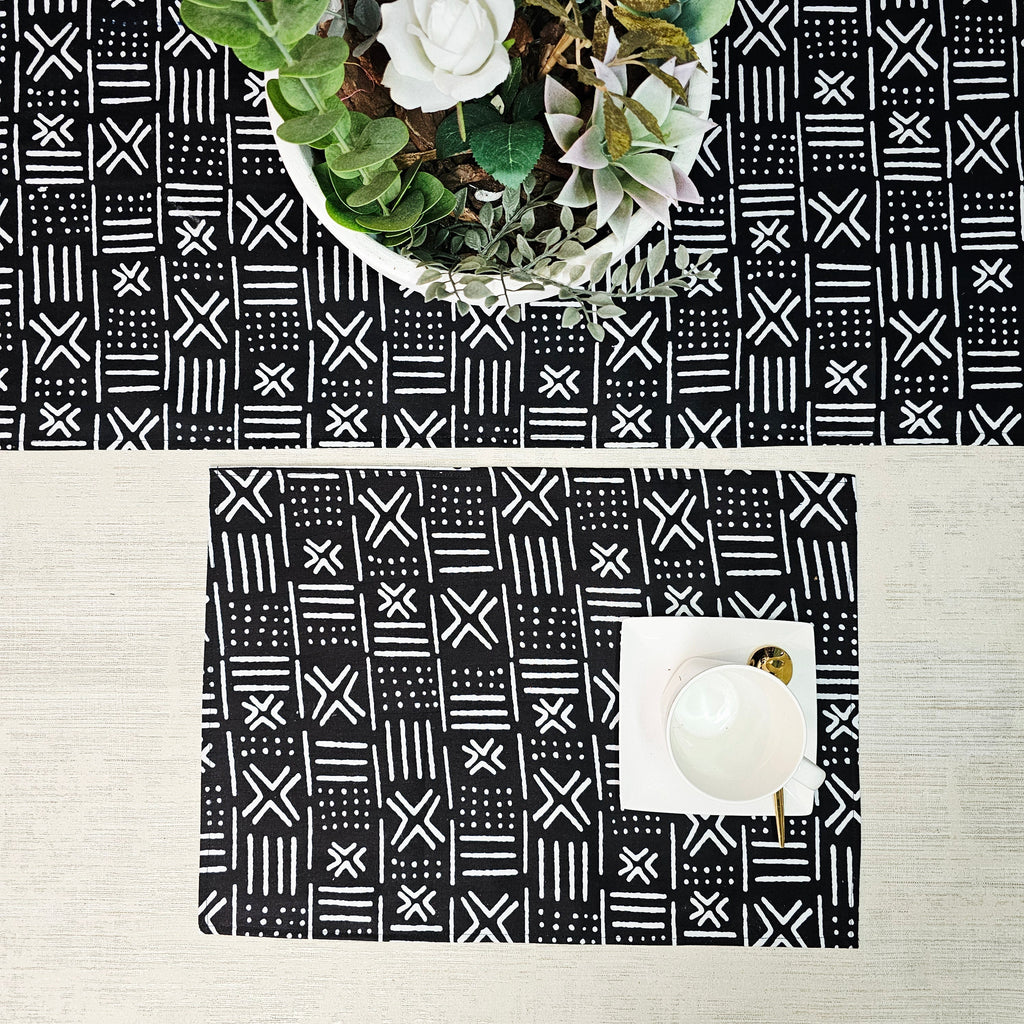 Table Runner and Set of 4 Placemats | 100% Cotton African Print Fabric-3