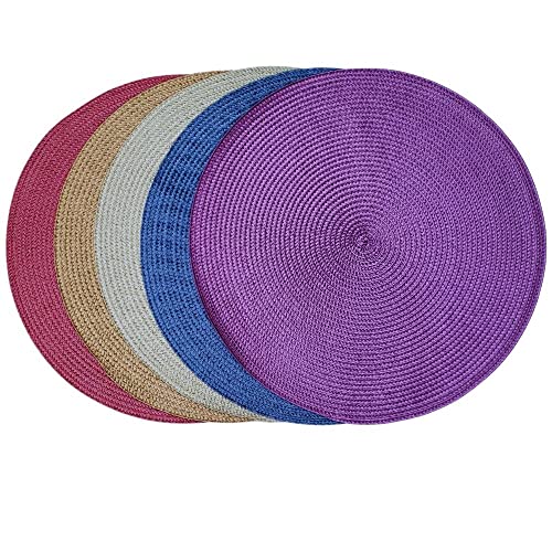Set of 4 Tabletop Collection Indoor/Outdoor Purple Round Placemat 15" Dia