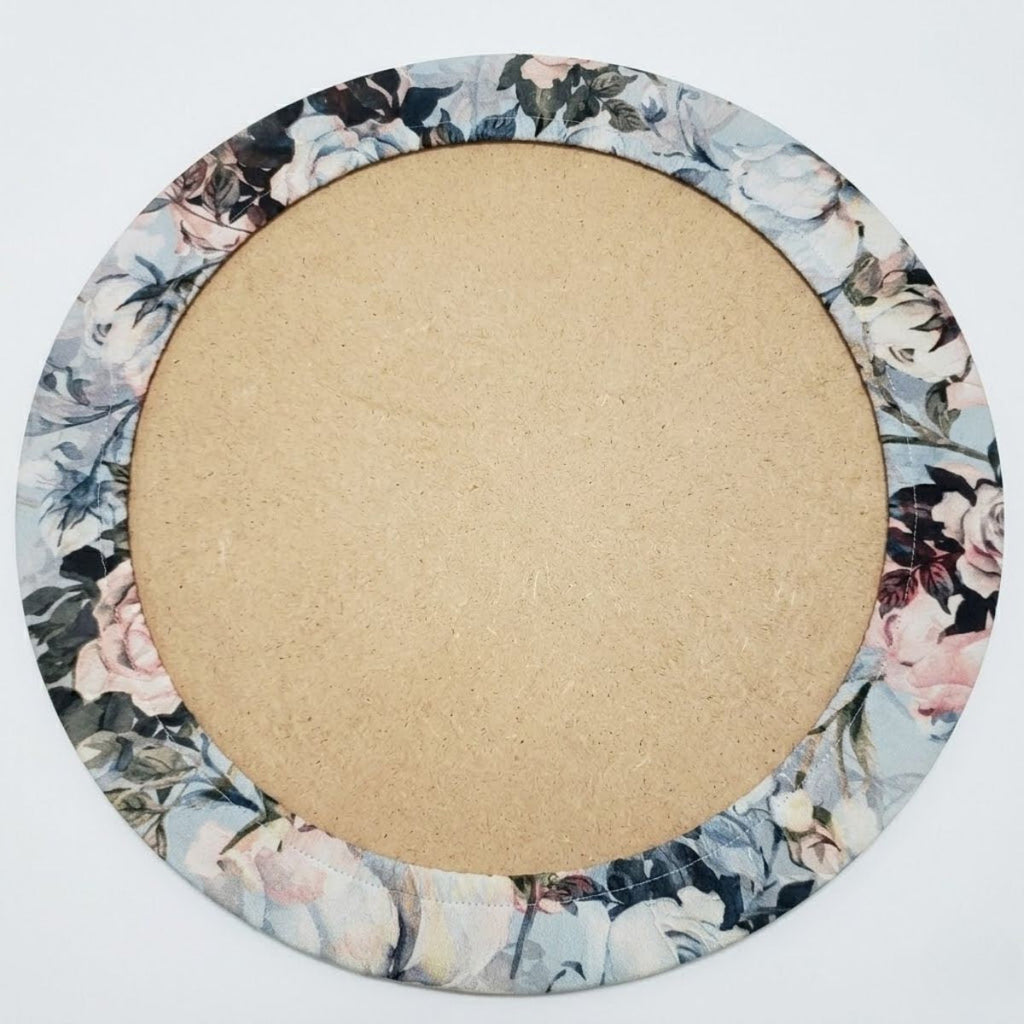 Set of 4 Round Placemats Covers 14 Dia inch Blue Floral Vintage