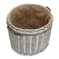 Wicker Grey Wash Round Hessian Lined Log Basket-4