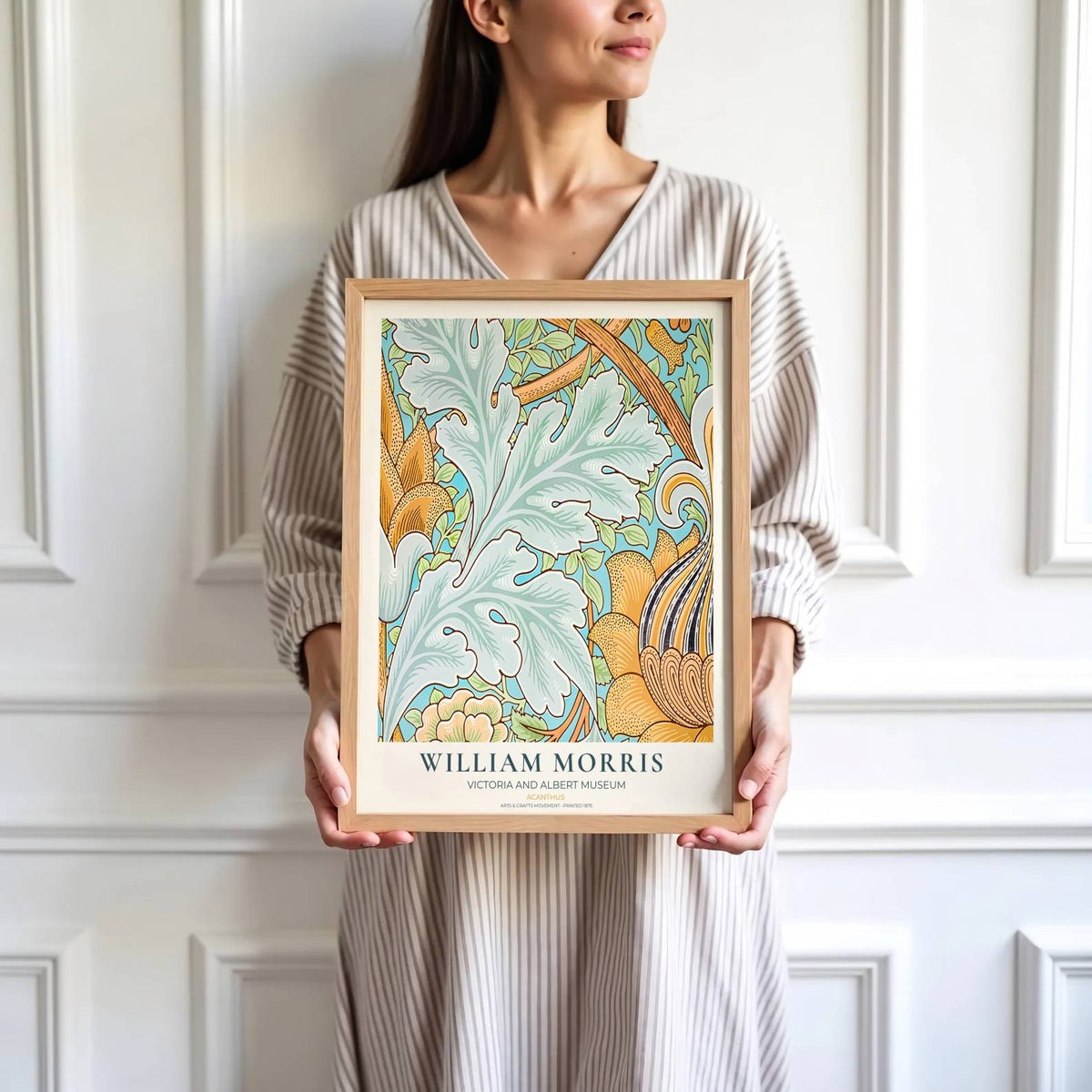 William Morris Acanthus Blue Yellow Leaf Vintage Exhibition Print Framed Art Poster